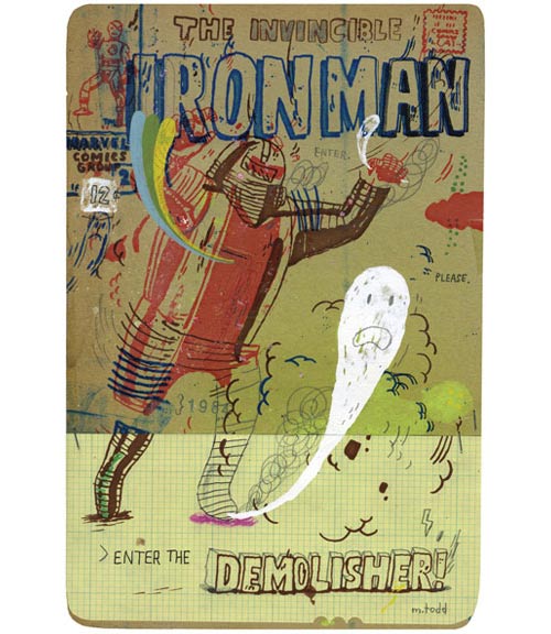 todd mark illustration illustrator comic book mixed media distorted spray cel-vinyl