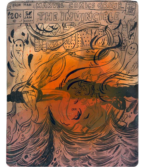 todd mark illustration illustrator comic book mixed media distorted spray cel-vinyl