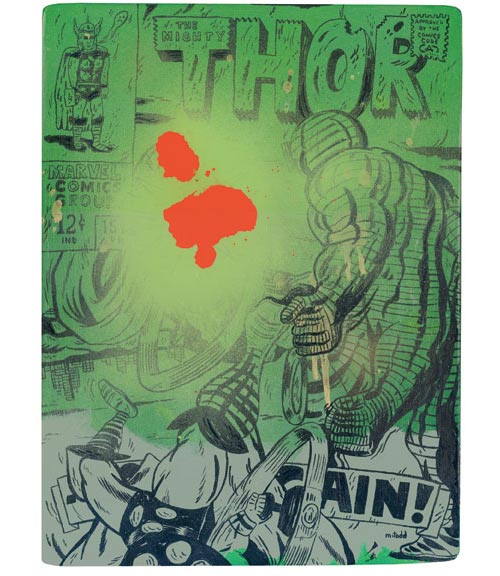 todd mark illustration illustrator comic book mixed media distorted spray cel-vinyl
