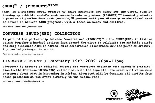 jeff hamada converse 1hund(red) red (product)red livestock vancouver chuck taylor shoe charity the global fund