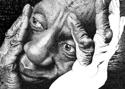 aaron baggio illustration pen ink pointillism