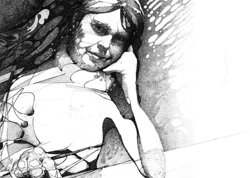 aaron baggio illustration pen ink pointillism