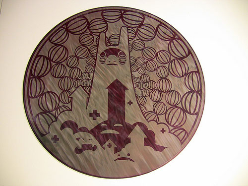 damion silver laser etched mono print art
