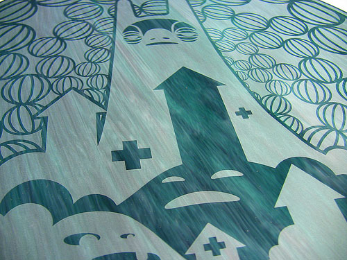 damion silver laser etched mono print art