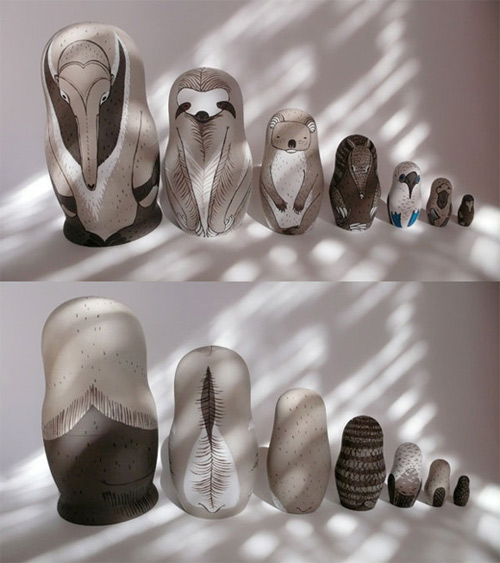 irina troitskaya matreshkas animal art sculpture russian dolls