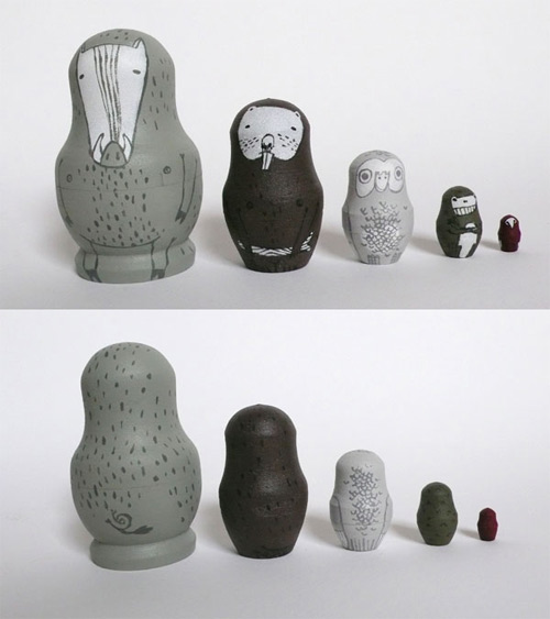 irina troitskaya matreshkas animal art sculpture russian dolls