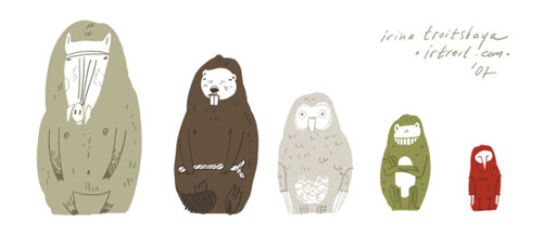 irina troitskaya matreshkas animal art sculpture russian dolls
