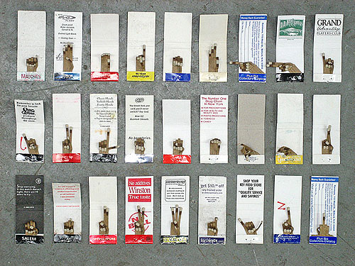jk keller design type graphic artist matchbook sign language