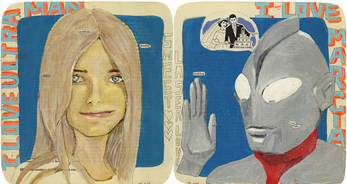 martha rich drawings sketchbook collage mixed media