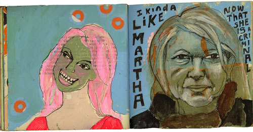 martha rich drawings sketchbook collage mixed media