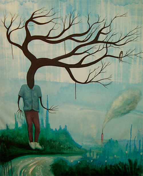 Artist painter Cristian Elizalde painting