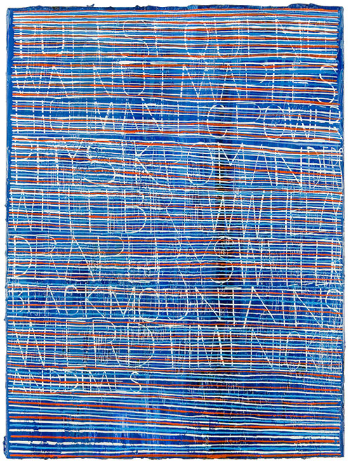 ej hauser artist painter text on stripes painting