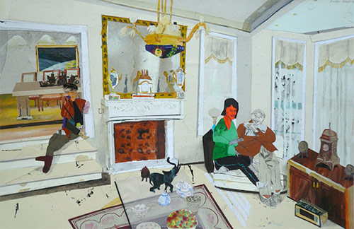 michael swaney artist drawing paper collage