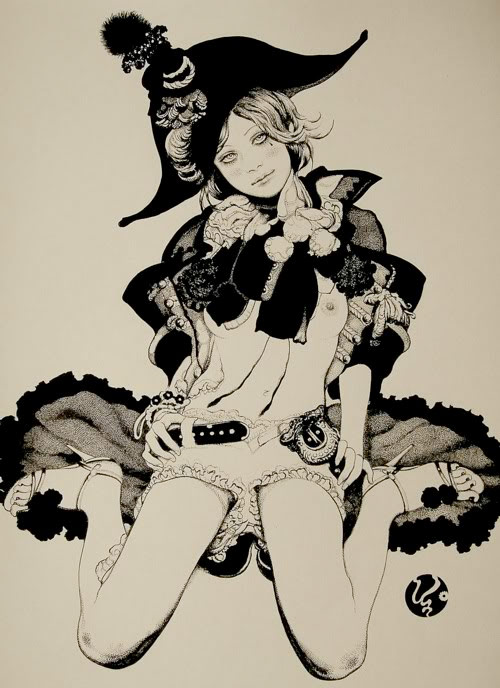 Vania Zouravliov four portraits hat belt dress  drawing