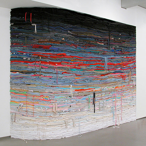 derick melander sculptures second-hand clothing artist