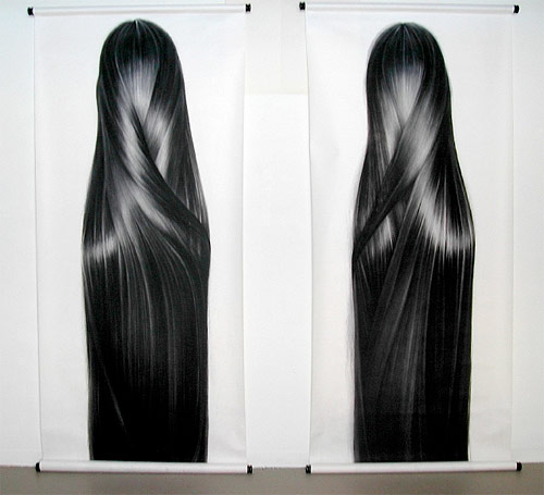 Hair drawings by artist Hong Chun Zhang