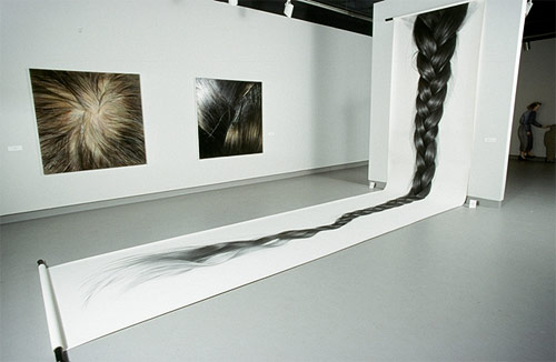 Hair drawings by artist Hong Chun Zhang