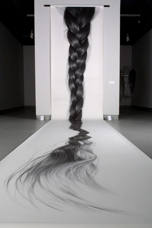 Hair drawings by artist Hong Chun Zhang