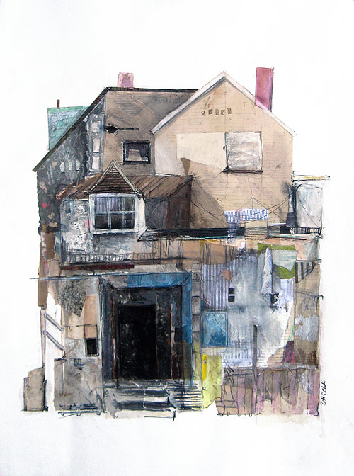 drawings by seth clark mixed media abandoned houses