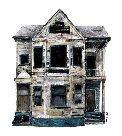 drawings by seth clark mixed media abandoned houses