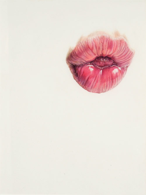 artist julia randall colored pencil drawing lips lick line