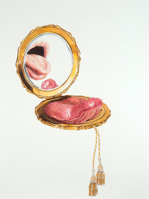 artist julia randall colored pencil drawing lips lick line