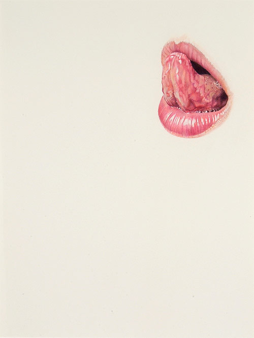 artist julia randall colored pencil drawing lips lick line