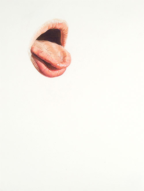 artist julia randall colored pencil drawing lips lick line
