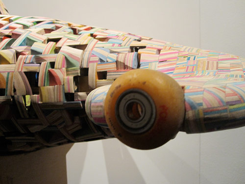 haroshi recycled skateboard sculptures shark