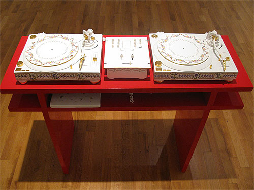 fabien clerc earthenware glazed turntables sculpture