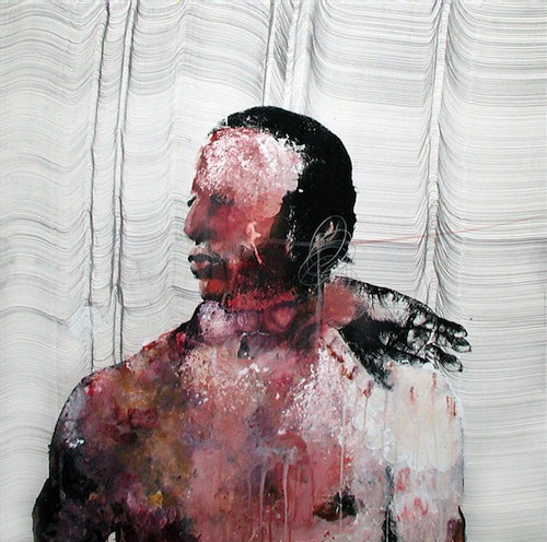 Mixed media artist Frank McCauley painting drawing