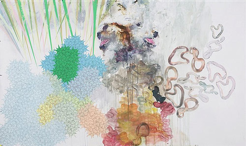Mixed media artist Frank McCauley painting drawing