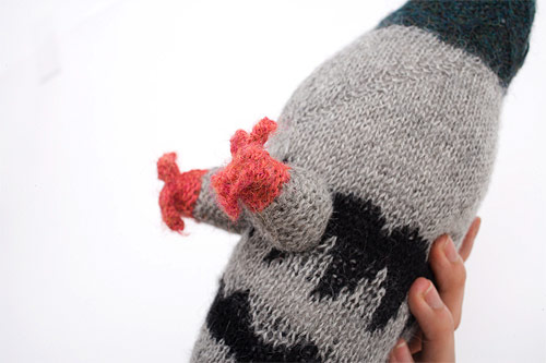 hand-knit pigeon various projects