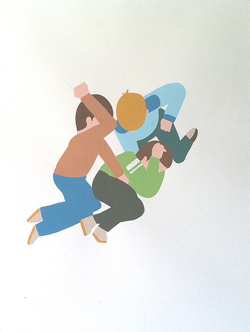 drawings by artist joris goulenok fighting