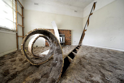 Sculptures installations by artist Robbie Rowlands
