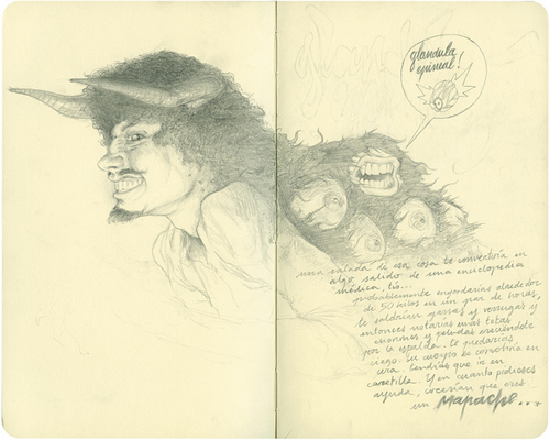 Moleskine drawings by artist Chamo San