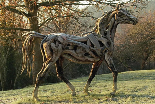 Driftwood sculptures by artist Heather Jansch