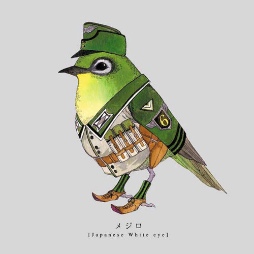 Torigun birds dressed in military uniforms by Japanese artist Sato