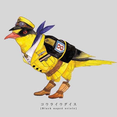 Torigun birds dressed in military uniforms by Japanese artist Sato