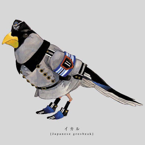 Torigun birds dressed in military uniforms by Japanese artist Sato