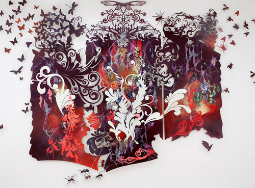 Intricately cut paintings by artist painter Resa Blatman