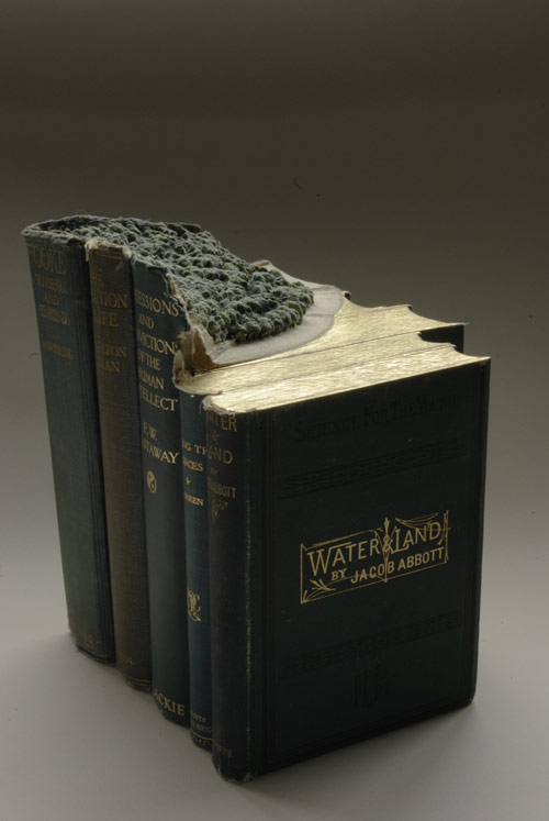 Book sculptures by artist Guy Laramee