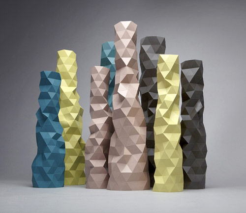 Faceture vases and lightshades by designer Phil Cuttance