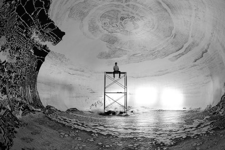 Artist Oscar Oiwa Draws a 360-Degree Landscape Inside Inflatable Dome ...
