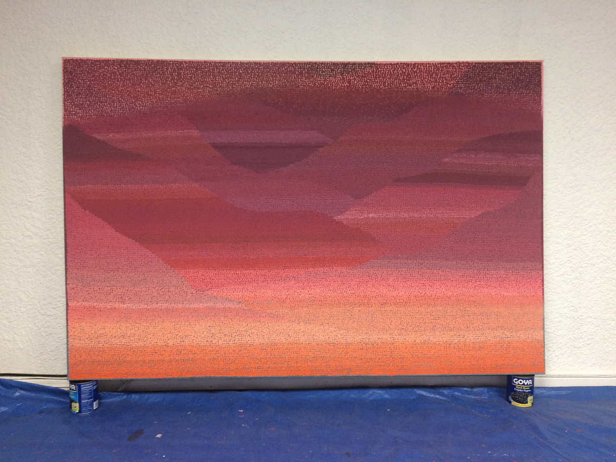 Molly Blue 48”x72” acrylic, sand, smog on canvas 2017