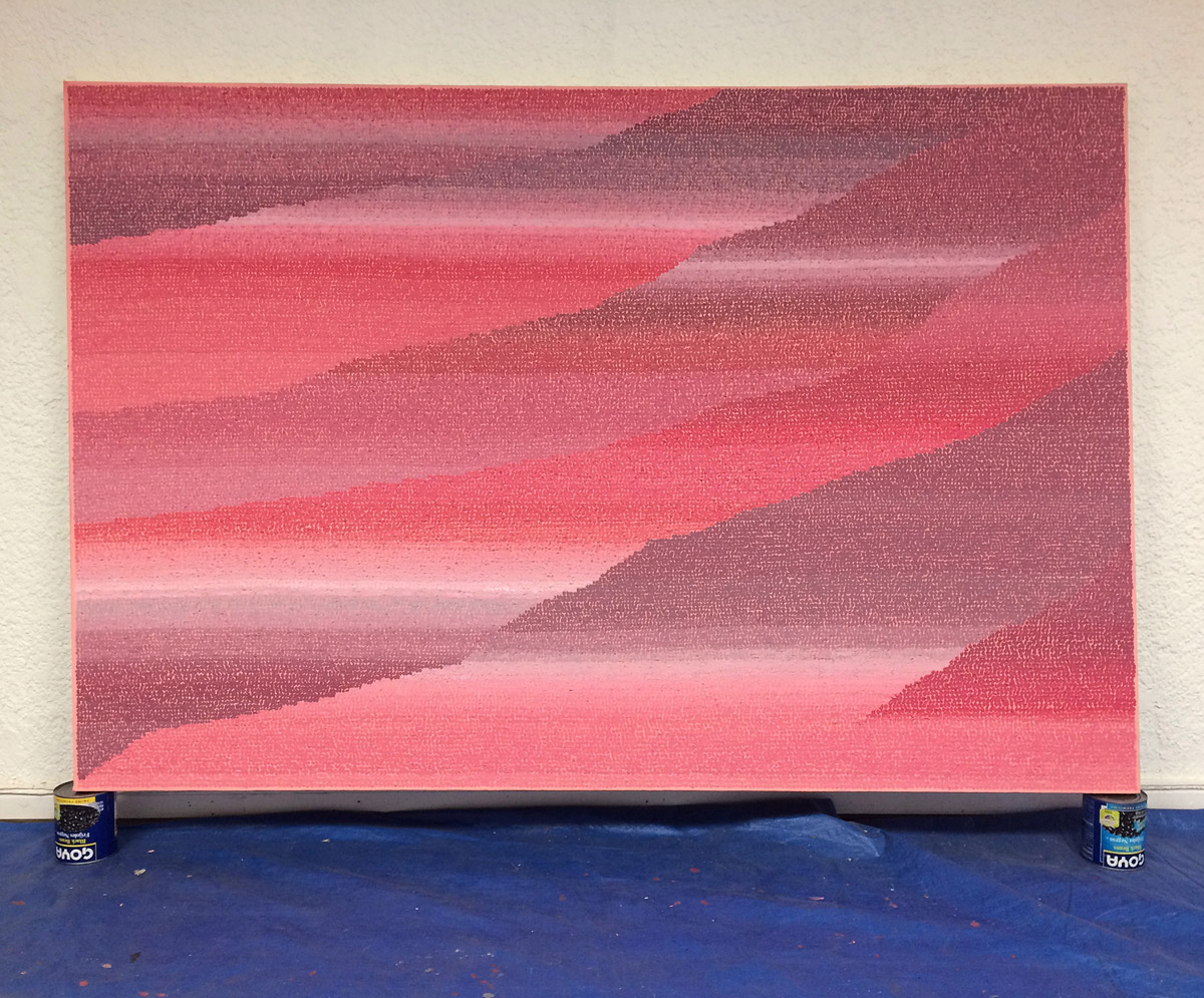 Sakura Canyon 48”x72” acrylic, sand, smog on canvas 2017