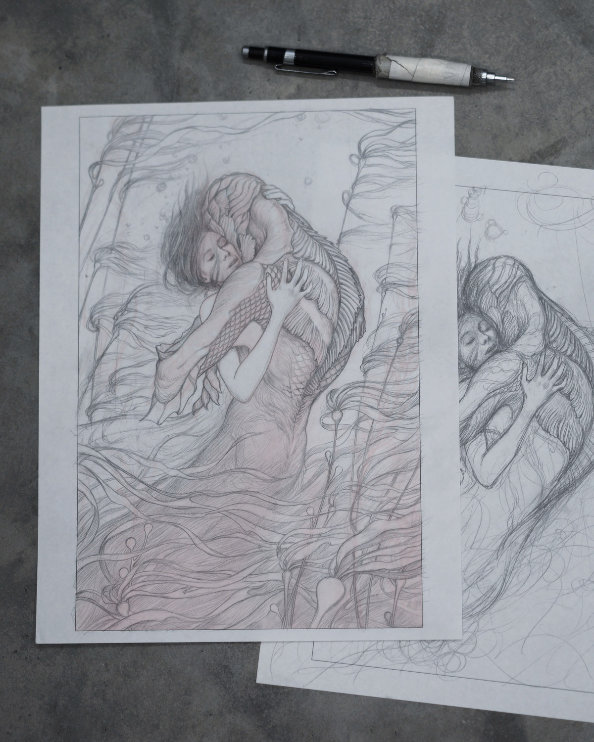 James Jean's sketches for The Shape of Water film