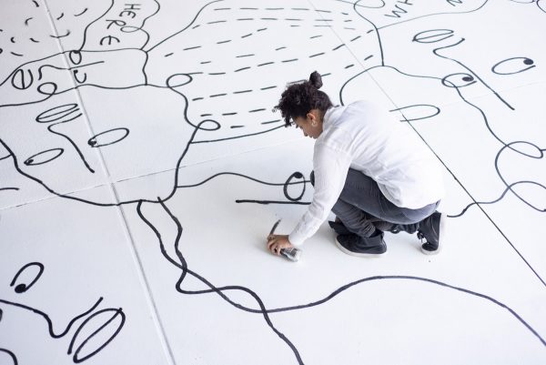 Artist Shantell Martin at work