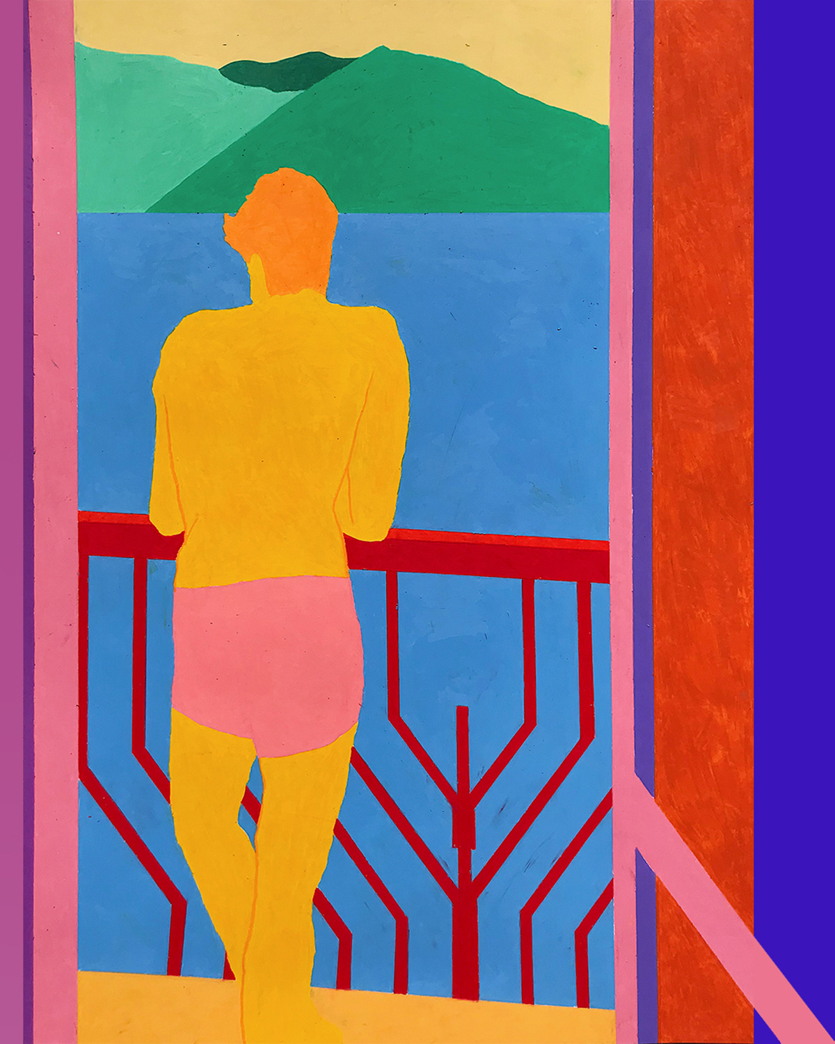 Drama e Voyeurismo de Navot Miller Boy on balcony 70x100cm 2019 for IG 2021